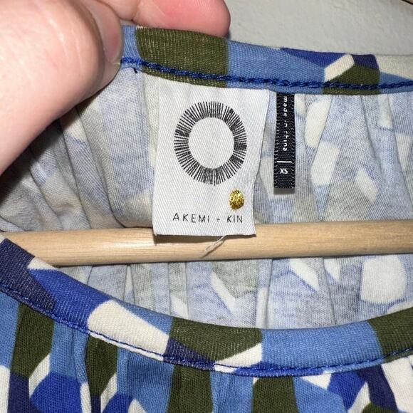 Akemi + Kim Anthropologie Ellipses Printed Tee Blue Motif Size XS Timeless - Picture 4 of 8